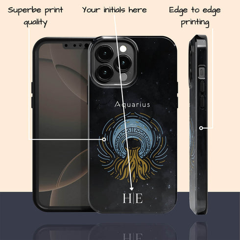 Personalized Black Zodiac Horoscope Sign iPhone Case